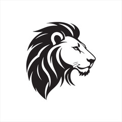 lion silhouette vector line art logo design