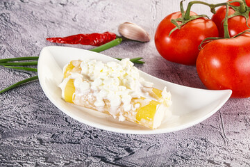 Italian cuisine Cannelloni staffed cheese