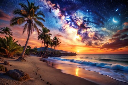 Sicilian Sunset Beach: Dramatic Night Sky Over Sandy Shore
