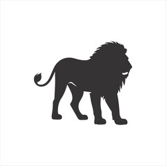 lion silhouette vector line art logo design