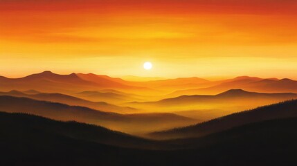 Serene Mountain Landscape at Sunset with Warm Color Gradient