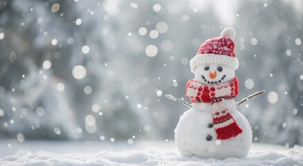 Cheerful Snowman in Winter Wonderland