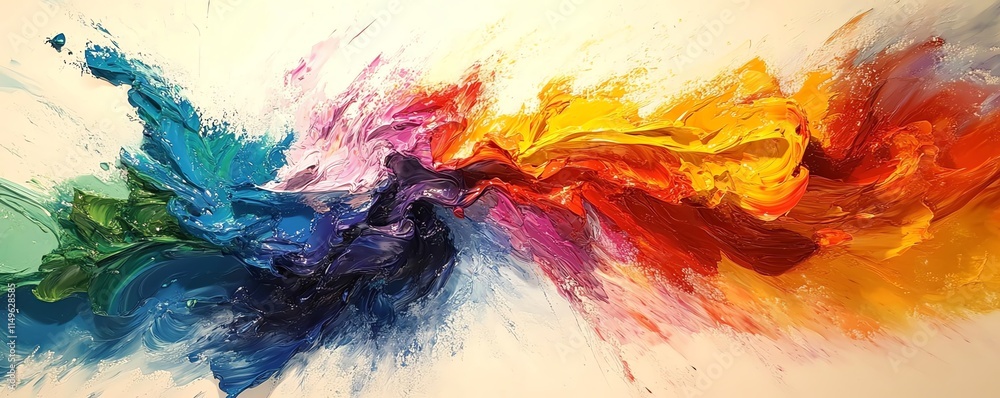 Poster a stunning abstract acrylic pour painting with vibrant cells, fluidly flowing across the canvas, sho
