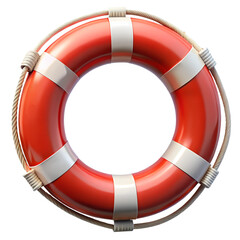 Red lifebuoy isolated on transparent background