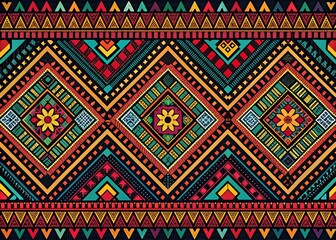 Geometric Tribal Pattern Black Background Art Design