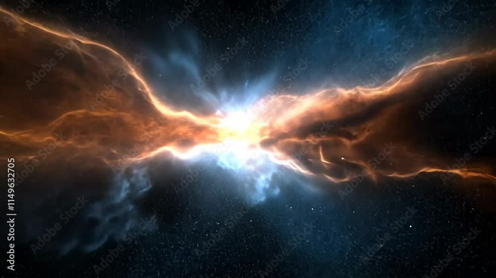 Wall mural cosmic explosion with fiery nebula and bright light effects