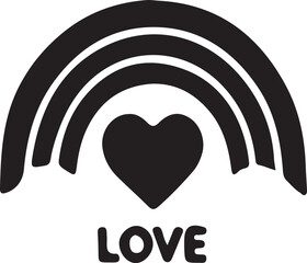 love rainbow icon logo silhouette. love and rainbow