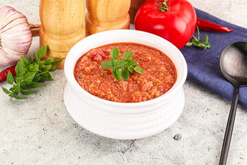 Cold vegan tomato soup Gazpacho