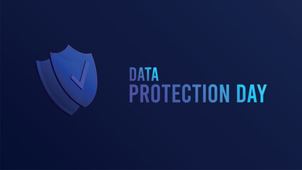 Data Protection Day featuring Lock on Screen,Representing Secure Information, Documents.Poster National Cyber security or Cybersecurity Awareness Month banner design template.Holiday concept.
