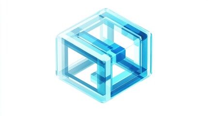 Obraz premium Abstract blue glass cube.