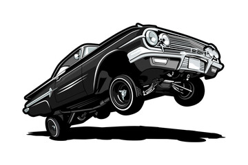 lowrider classic car logo icon design vector	