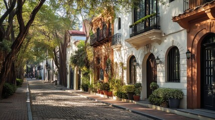 Fototapeta premium Historic streets add charm and character to modern cities.