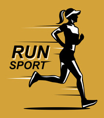 Runner Female Shillouette. Illustrations. Sport icon
