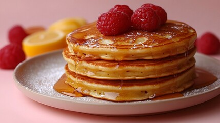 Pancakes for Breakfast on a Solid Background