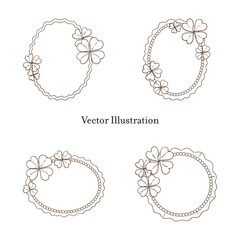 Whimsical Hand-Drawn Lucky Clover Frame Border Vector Illustration