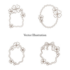 Whimsical Hand-Drawn Lucky Clover Frame Border Vector Illustration