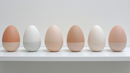 Aesthetic Display of Stylish Decorative Eggs on a Shelf