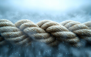Fototapeta premium A close-up of a textured rope surrounded by mist, evoking a mysterious atmosphere.