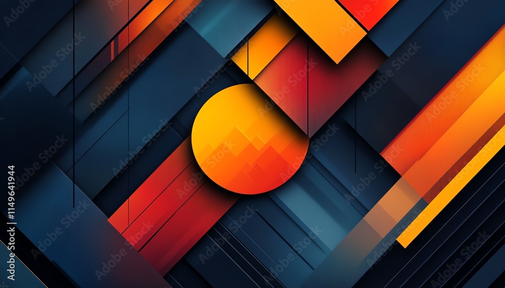 Poster A dynamic design concept background with overlapping geometric shapes, clean lines, and a harmonious color palette for a stylish, modern effect