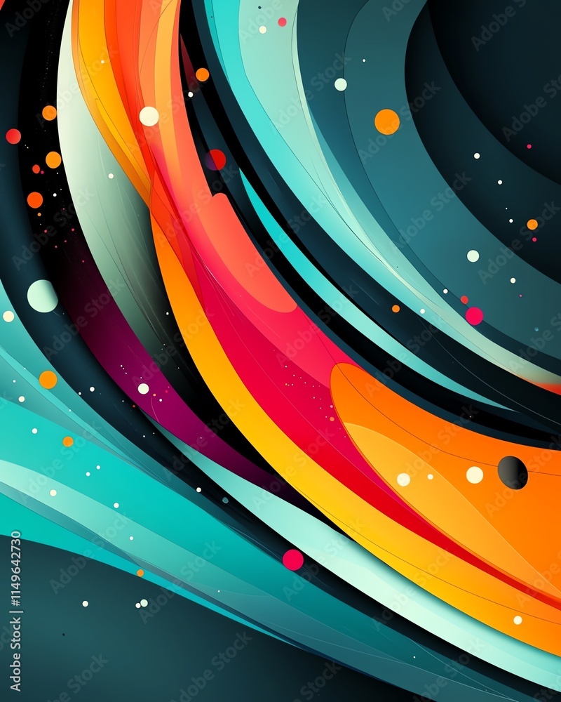 Poster a modern design concept background, featuring abstract geometric shapes, vibrant colors, and dynamic