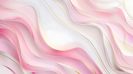 Obraz premium Soft Pink and White Abstract Waves with Subtle Gold Accents