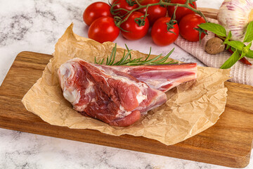 Raw lamb shank for cooking