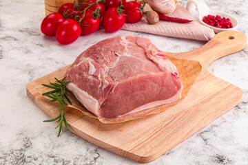 Raw pork meat piece for cooking
