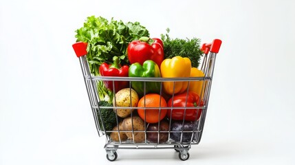 Colorful Vegetables in a Shopping Cart