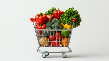 Fresh Vegetables and Fruits in Shopping Cart