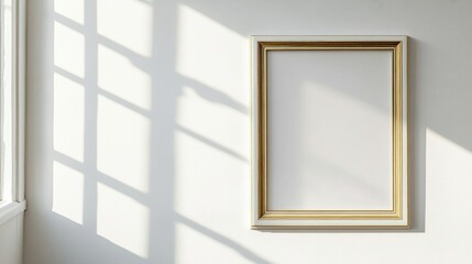 Elegant white frame with delicate gold accents, designed for showcasing art or photographs in a minimalist setting.