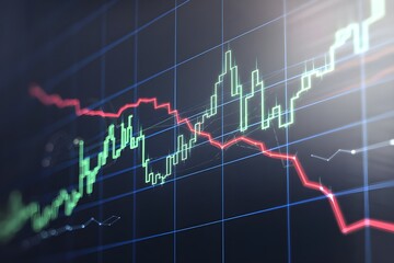 Stock market high and low indicators in red and green colors on a dark background