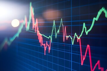 Stock market high and low indicators in red and green colors on a dark background