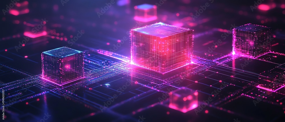 Leinwandbilder a sleek it security design with digital shield icons, interconnected networks, and encrypted data, s