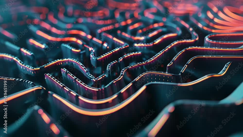 Aufkleber complex network of interconnected pathways with flowing big data represented as binary code streams,