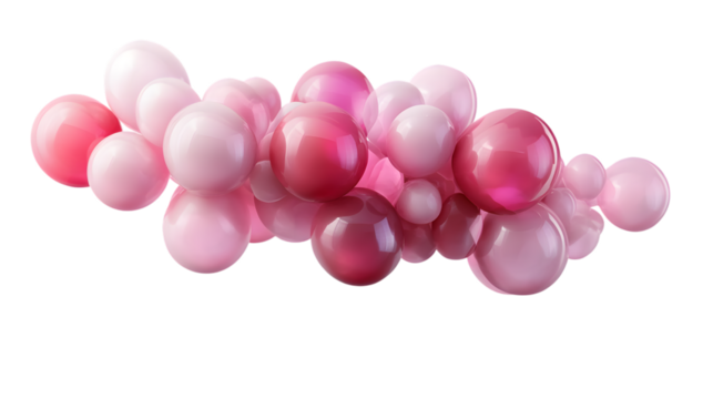 A pink and red gradient balloon bunch, isolated on transparent 
