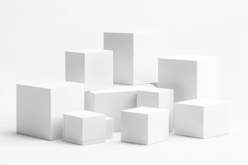 Obraz premium White cubes arranged on a white background.
