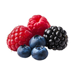 wild berries mix raspberry blueberries blackberries isolated on white background