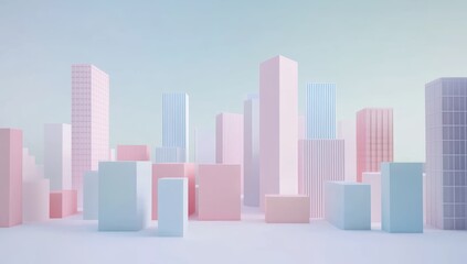 カラフルなビル群が広がる現代的な都市の風景