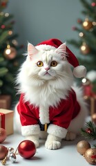 Obraz premium cat persian with christmas