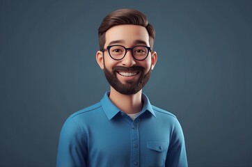 Fototapeta premium Friendly cartoon character with glasses and a beard smiling warmly