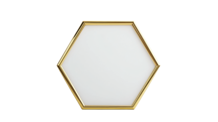 Elegant hexagon gold frame featuring a sleek white center, perfect for showcasing art or memorable moments in a stylish manner.