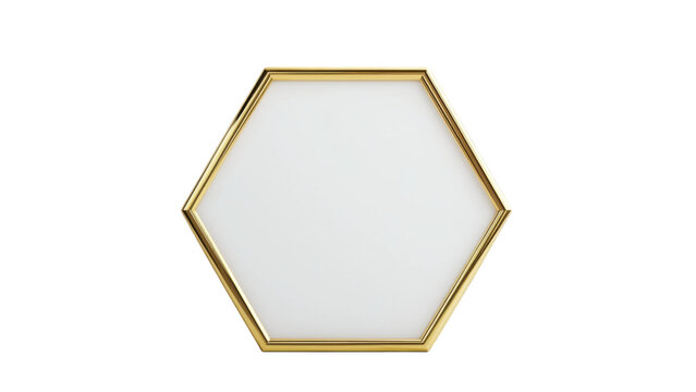 Elegant hexagon gold frame featuring a sleek white center, perfect for showcasing art or memorable moments in a stylish manner.
