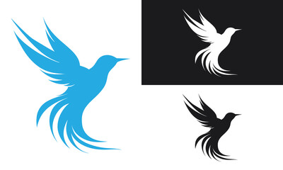 Minimalist Hummingbird silhouette vector Logo