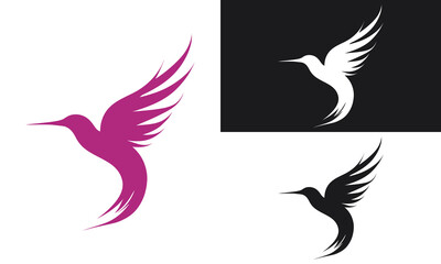 Minimalist Hummingbird silhouette vector Logo