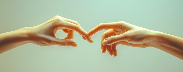 A conceptual image of two hands touching fingers, symbolizing the intersection of artificial intelligence and human connection in a modern business world