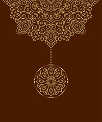 Circular pattern in form of mandala with flower for Henna, Mehndi, tattoo, decoration. Decorative ornament in ethnic oriental style. Outline doodle hand draw vector illustration.