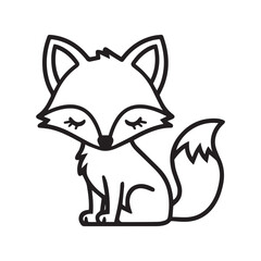 Black and White cute cartoon field mouse simple line illustration