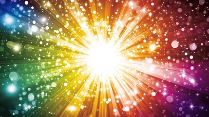 Bright Colorful Burst of Light with Sparkles and Radiant Background