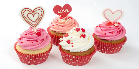 love themed cupcakes with white background