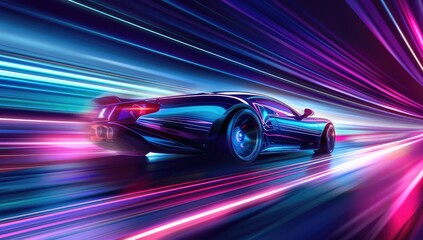 Neon City Speed: Futuristic Car Race with Glowing Trails 1